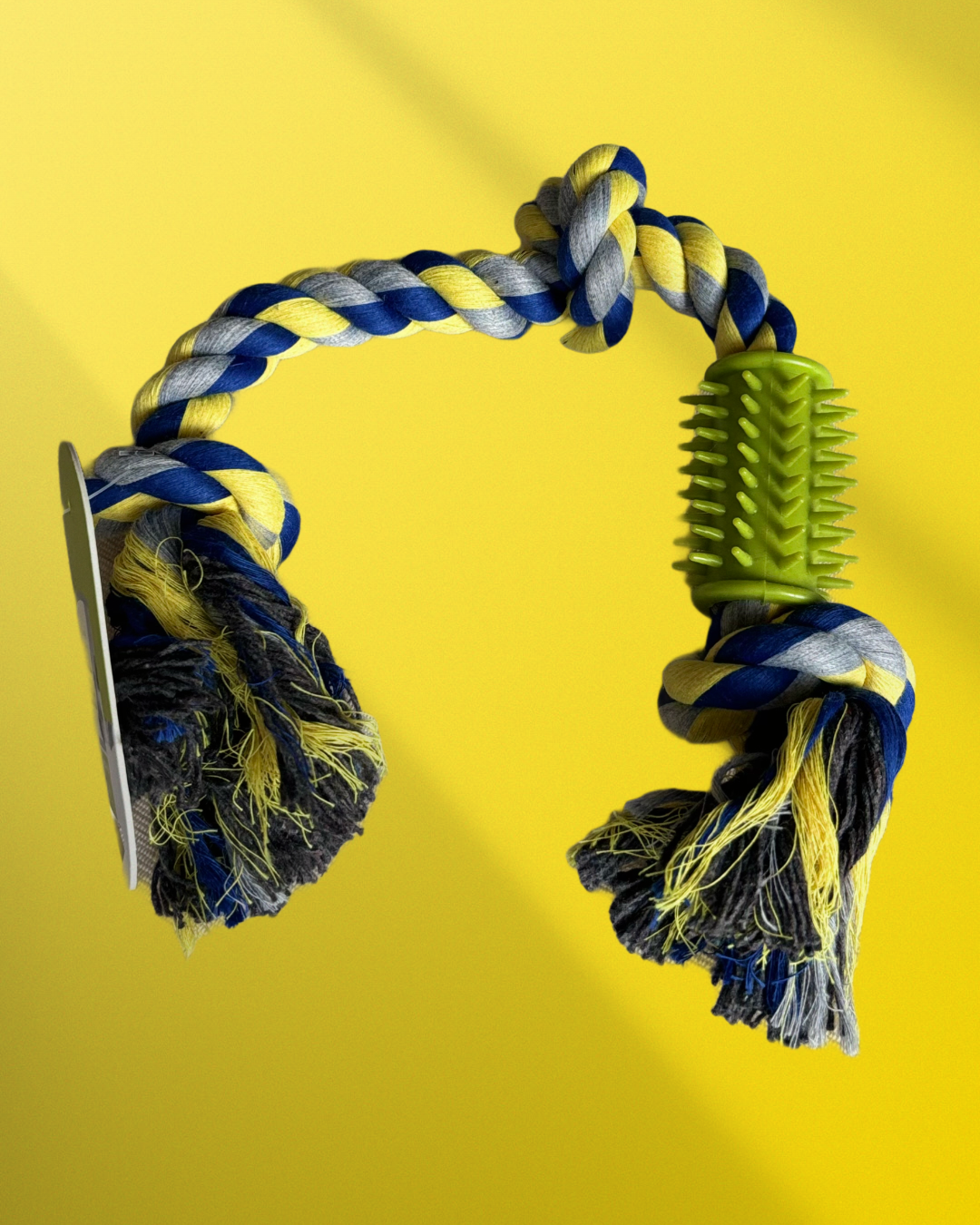 Bavlněný uzel s gumovým prvek na čištění zoubků